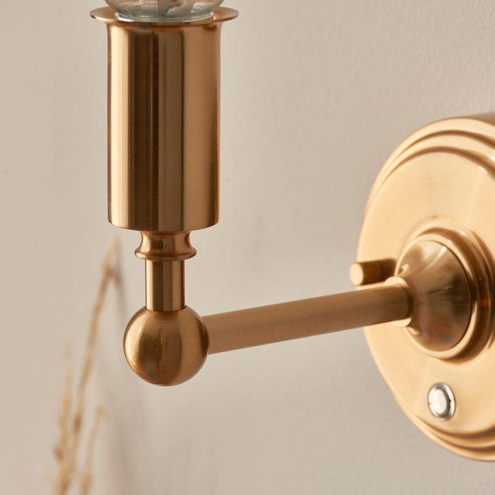 Burley Rechargeable Brass Wall Light & Ripple 16cm Marlin Blue Shade — lifestyle setting
