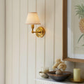 Burley Rechargeable Brass Wall Light With 16cm Shade by Endon Lighting — suits living rooms, bedrooms & hallways