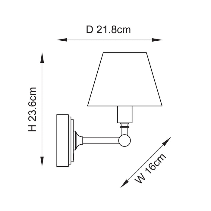 Burley Rechargeable Brass Wall Light With 16cm Shade — close-up detail