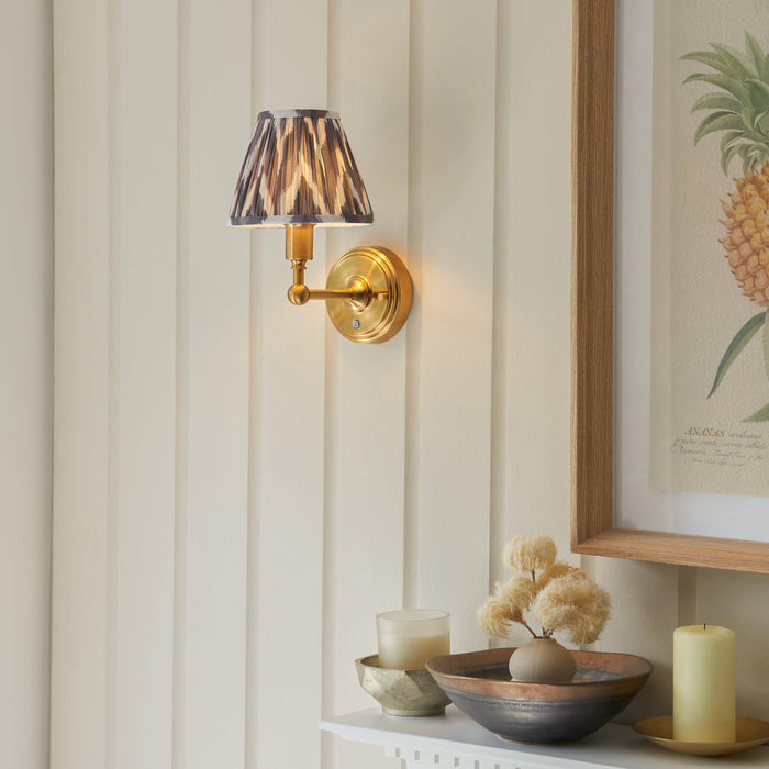 Burley Rechargeable Brass Wall Light With 16cm Shade — lifestyle setting