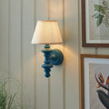 Carnaby Blue Wooden Wall Light With 20cm Shade by Endon Lighting — suits living rooms, bedrooms & hallways