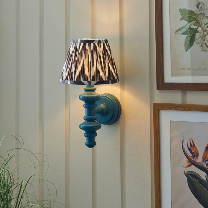 Carnaby Blue Wooden Wall Light With 20cm Shade — lifestyle setting