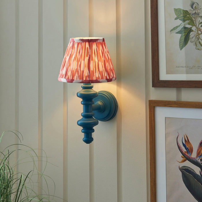 Carnaby Blue Wooden Wall Light With 20cm Shade — side profile