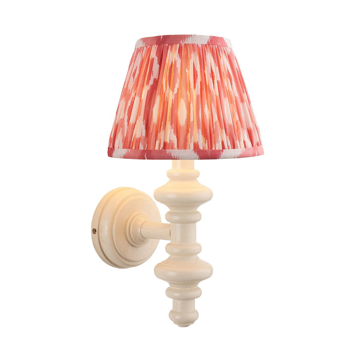 Carnaby White Wall Light & Ikat 20cm Coral Pink Shade — alternate view