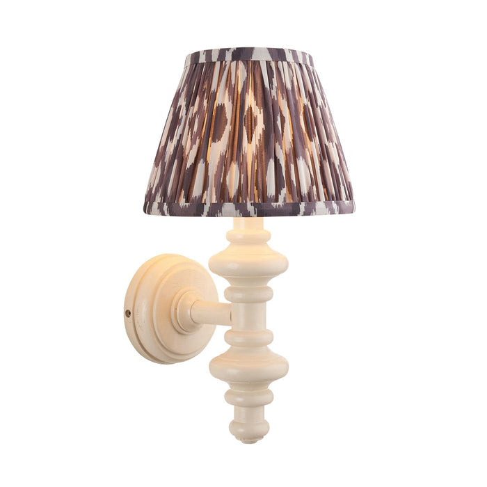 Carnaby White Wall Light & Ikat 20cm Pearl Grey Shade — alternate view