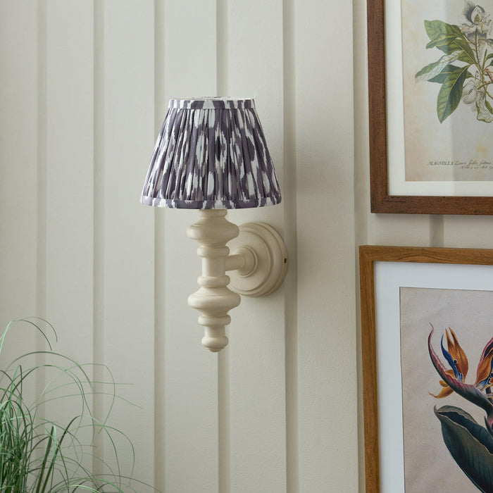 Carnaby White Wall Light & Ikat 20cm Pearl Grey Shade — additional angle