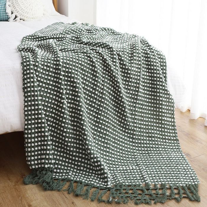 Chenille Knit Throw Blanket – Lemon Yellow, 127x170 Including Tassels