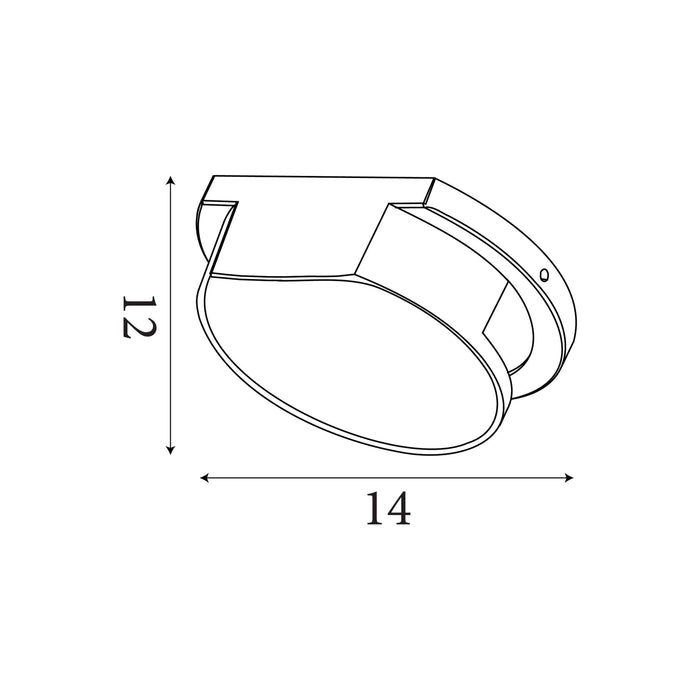 Dimension diagram of the Chiswick Outdoor, Black, Integrated LED Wall Light - IP44 with height and width in cm.