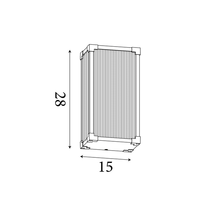 Dimension diagram of the Cincinnati Outdoor, Black, Wall Light - IP44 showing height and width measurements in centimetres.