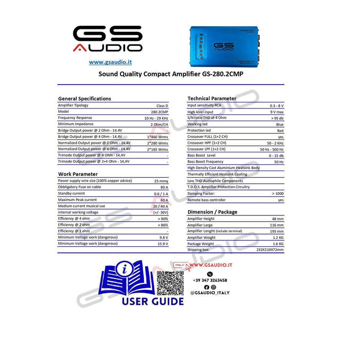 GS Audio-CompactT SQ GS-280.2CMP-2-Kanal Verstärker-masori-kaufen