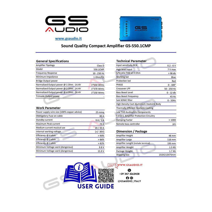 GS Audio-CompactT SQ GS-550.1CMP-1-Kanal Verstärker-masori-kaufen