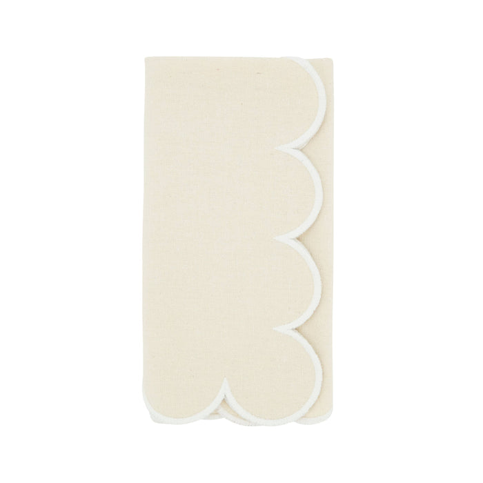 Cotton Scalloped Dinner Napkin: Orange/Black / 20"