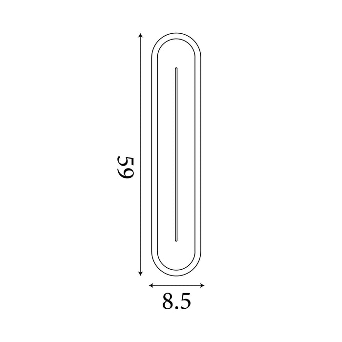 Dimension diagram of the Couper Bathroom, Satin Brass, LED Wall Light - IP44 with height and width in cm.