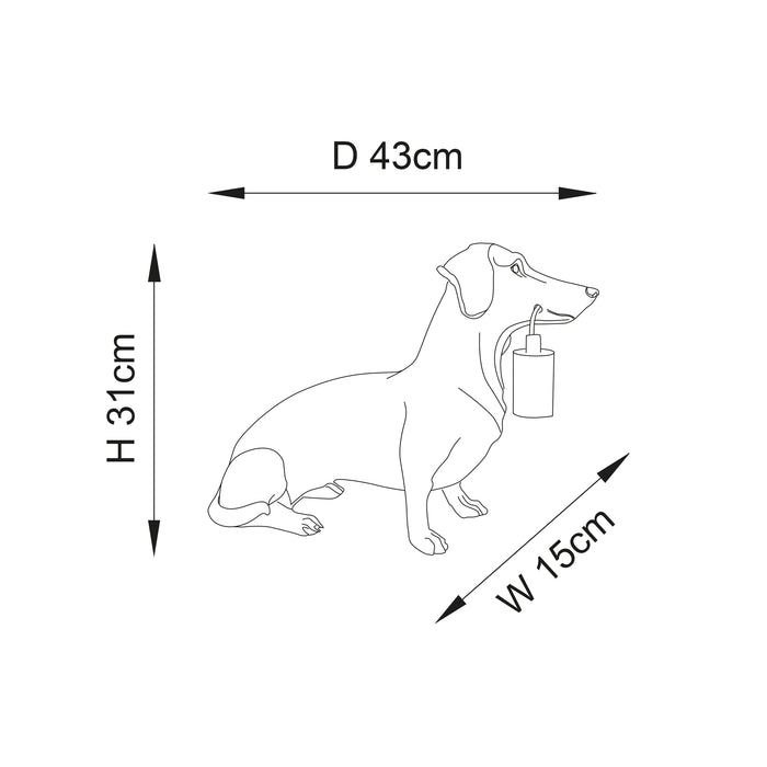 Dachshund Gold Dog Table Lamp — close-up detail