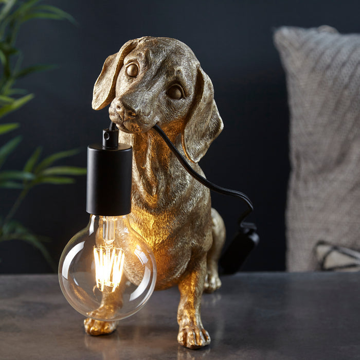 Dachshund Gold Dog Table Lamp — additional angle