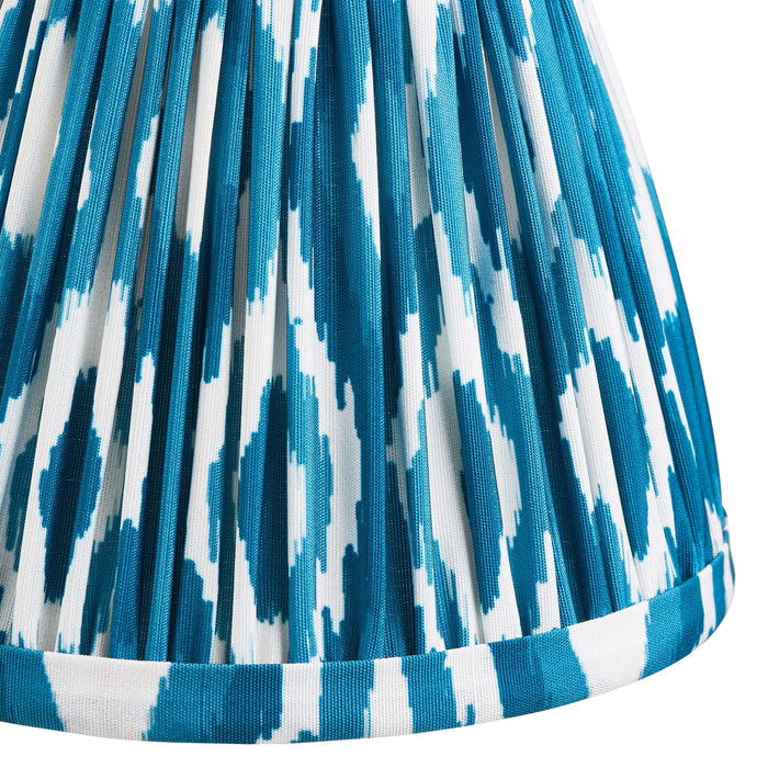 Dome Arc Brass Wall Light & Ikat 16cm Marlin Blue Shade — lifestyle setting
