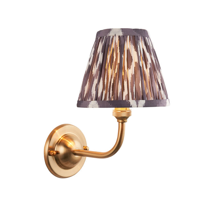 Dome Arc Brass Wall Light & Ikat 16cm Pearl Grey Shade — alternate view