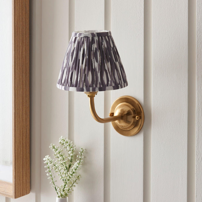 Dome Arc Brass Wall Light & Ikat 16cm Pearl Grey Shade — additional angle
