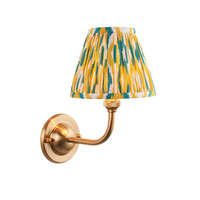 Dome Arc Brass Wall Light & Ikat 16cm Yellow & Jade Shade — alternate view
