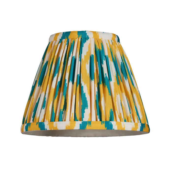 Dome Arc Brass Wall Light & Ikat 16cm Yellow & Jade Shade — side profile