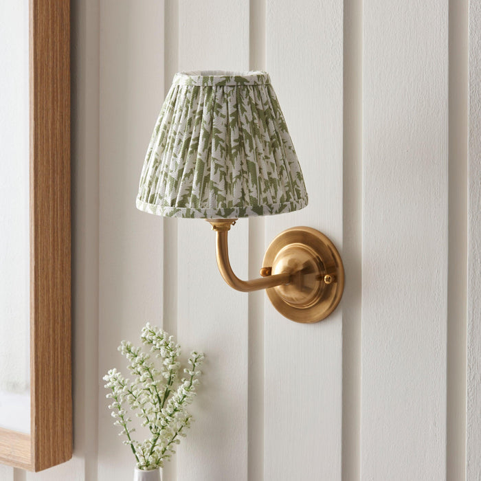 Dome Arc Brass Wall Light & Leaf 16cm Herb Garden Green Shade — additional angle