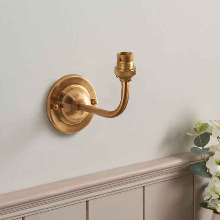 Dome Arc Brass Wall Light & Leaf 16cm Peachy keen Shade — lifestyle setting