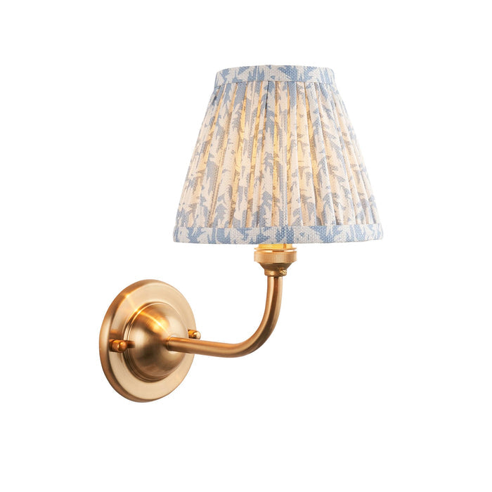 Dome Arc Brass Wall Light & Leaf 16cm Shell Bay Blue Shade — alternate view