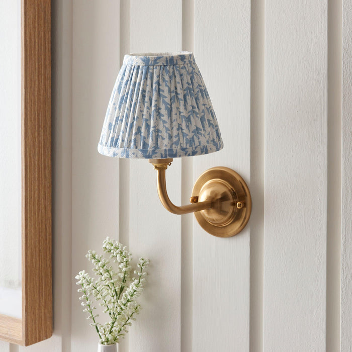 Dome Arc Brass Wall Light & Leaf 16cm Shell Bay Blue Shade — additional angle