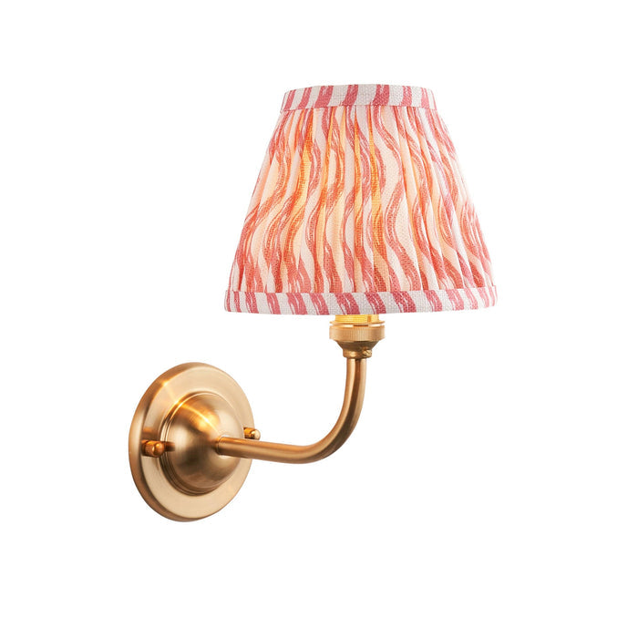 Dome Arc Brass Wall Light & Ripple 16cm Coral Pink Shade — alternate view