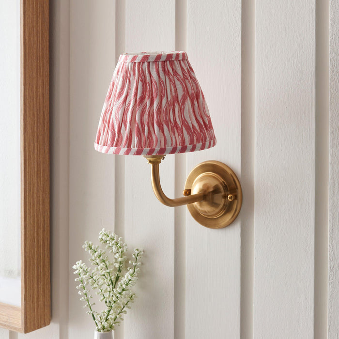 Dome Arc Brass Wall Light & Ripple 16cm Coral Pink Shade — additional angle