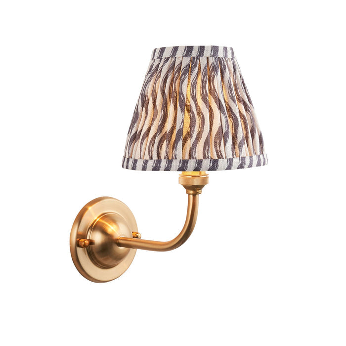 Dome Arc Brass Wall Light & Ripple 16cm Pearl Grey Shade — alternate view