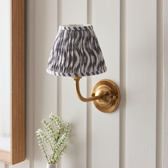 Dome Arc Brass Wall Light & Ripple 16cm Pearl Grey Shade — additional angle
