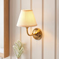 Dome Arc Brass Wall Light With 16cm Shade by Endon Lighting — suits living rooms, bedrooms & hallways