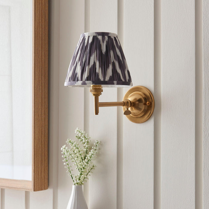 Dome Fold Brass Wall Light Fold & Zigzag 16cm Pearl Grey Shade — additional angle