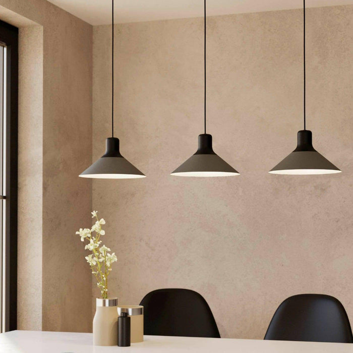 eglo abreosa 3 light grey black metal conical ceiling pendant
