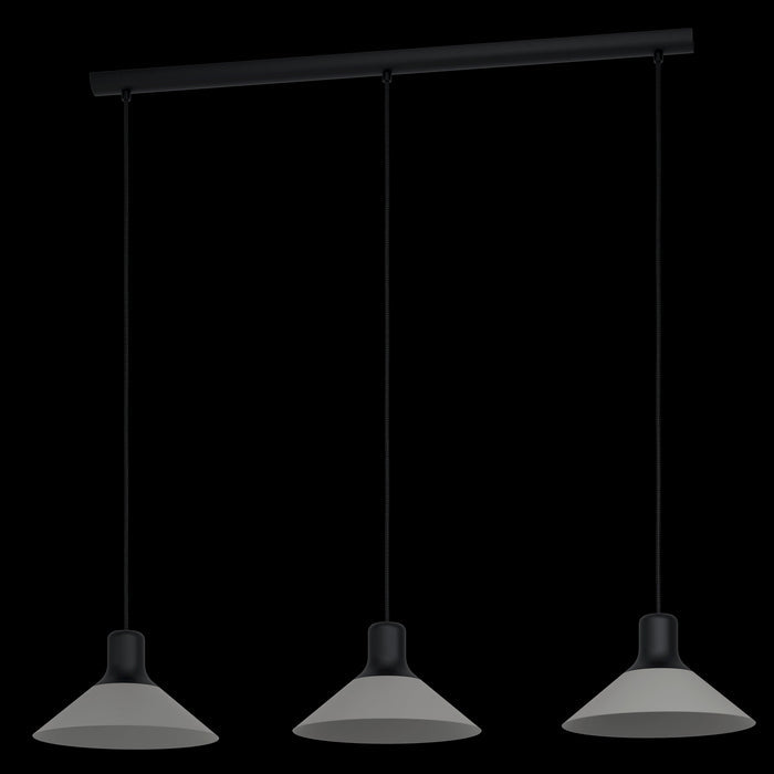 eglo abreosa 3 light grey black metal conical ceiling pendant living room image