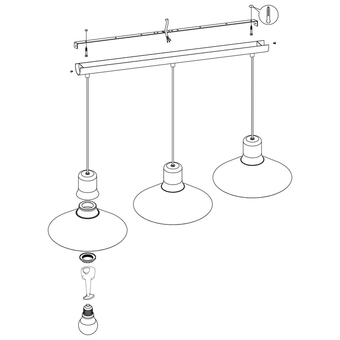 eglo abreosa 3 light grey black metal conical ceiling pendant kitchen lighting