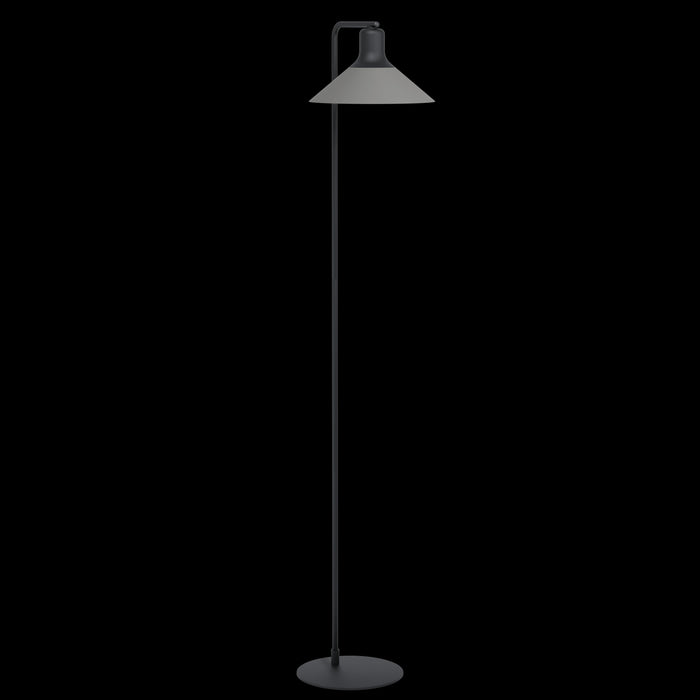 eglo abreosa black metal floor lamp with grey shade living room image