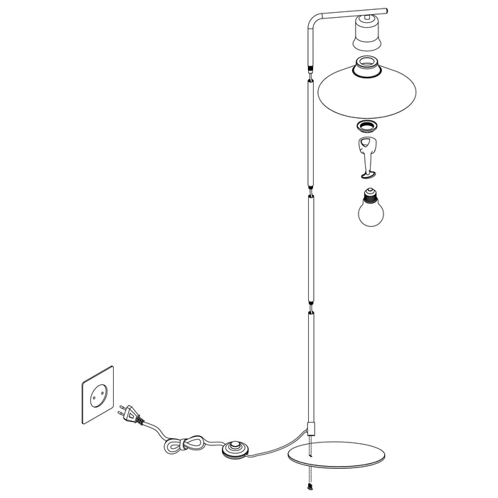 eglo abreosa black metal floor lamp with grey shade Kitchen Lighting Close Up