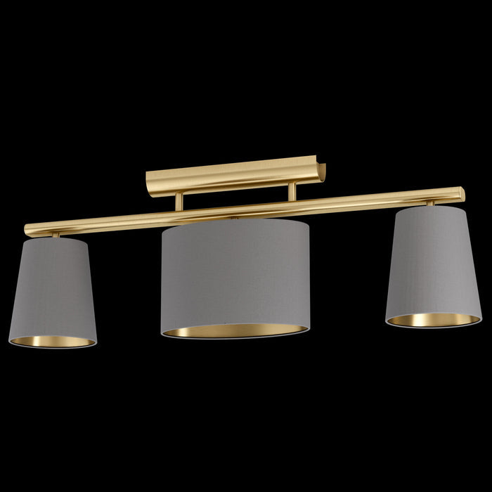 eglo almeida 2 3 light brass flush ceiling light with grey shades living room image