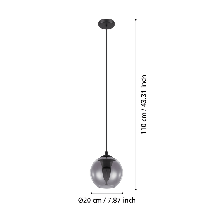eglo ariscani black steel vaporised glass ceiling pendant living room close up