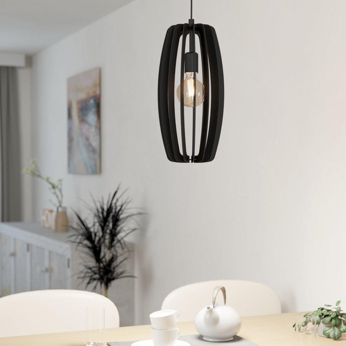 eglo bajazzara elongated black wood segments ceiling pendant