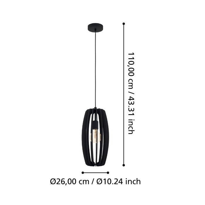 eglo bajazzara elongated black wood segments ceiling pendant living room close up