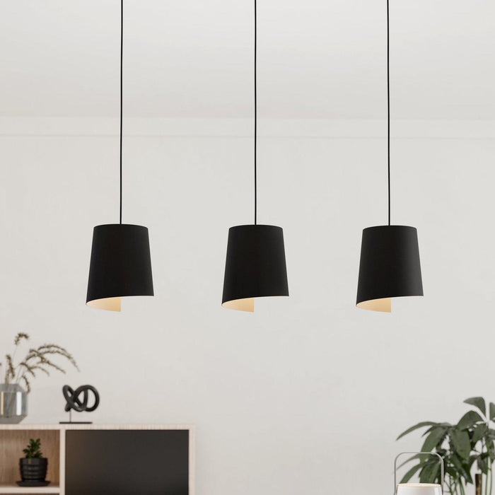 eglo bolivia 3 light black metal shade ceiling pendant