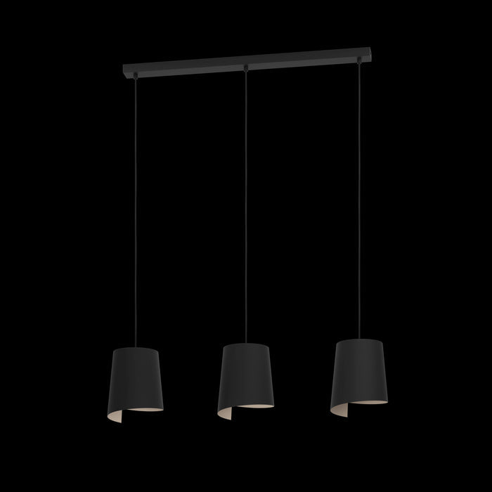 eglo bolivia 3 light black metal shade ceiling pendant living room image