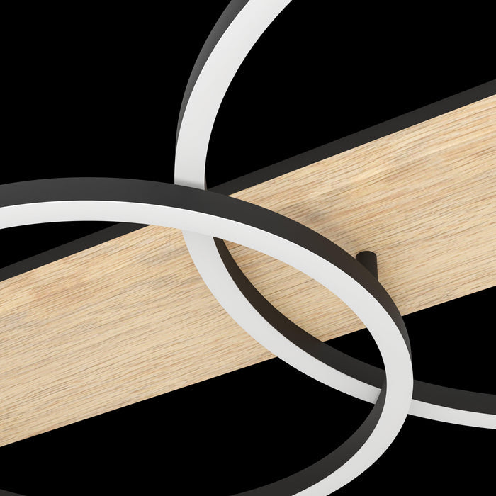eglo boyal oak wood veneer 3 circular led ceiling flush Kitchen Lighting Close Up