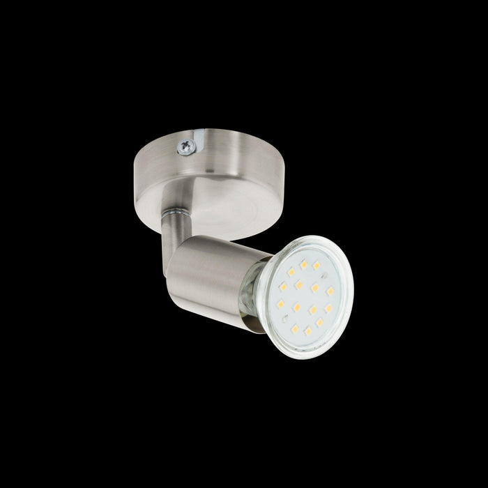 eglo buzz led nickel wall spotlight living room image