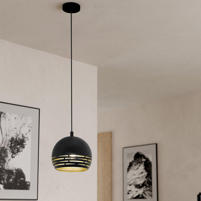 eglo camastra black gold round metal ceiling pendant living room image