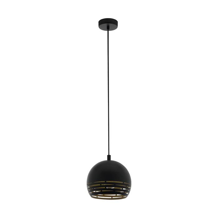eglo camastra black gold round metal ceiling pendant living room close up