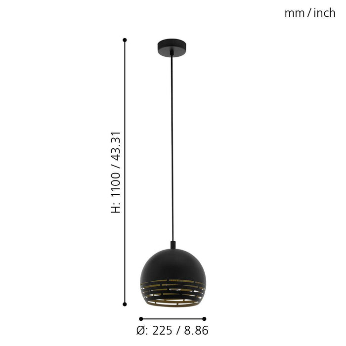 eglo camastra black gold round metal ceiling pendant Kitchen Lighting Close Up